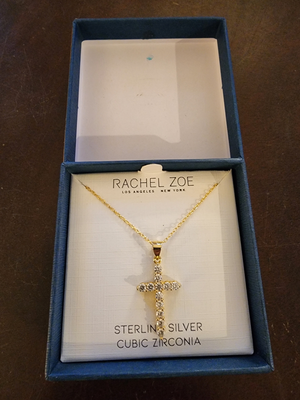 Rachel Zoe Sterling Silver and Cubic Zirconia Crystal Cross Pendant Necklace